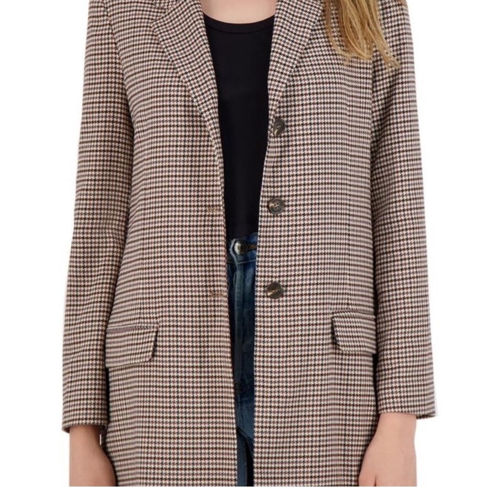 BB Dakota Houndstooth Brown Blazer Light Jacket Medium